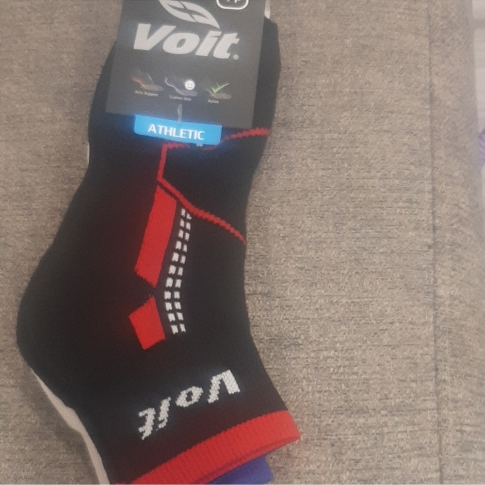 Men's Black and Red Athletic Socks